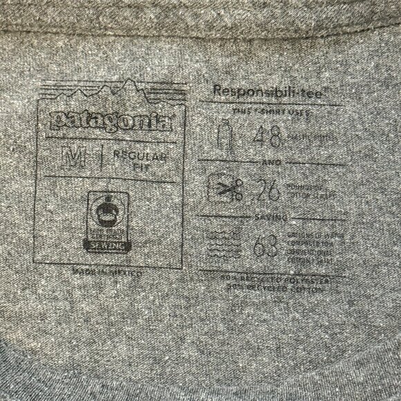 Patagonia Long Sleeve Shirt Womens Medium Gray Colorful Logo Back Tee - Picture 4 of 5